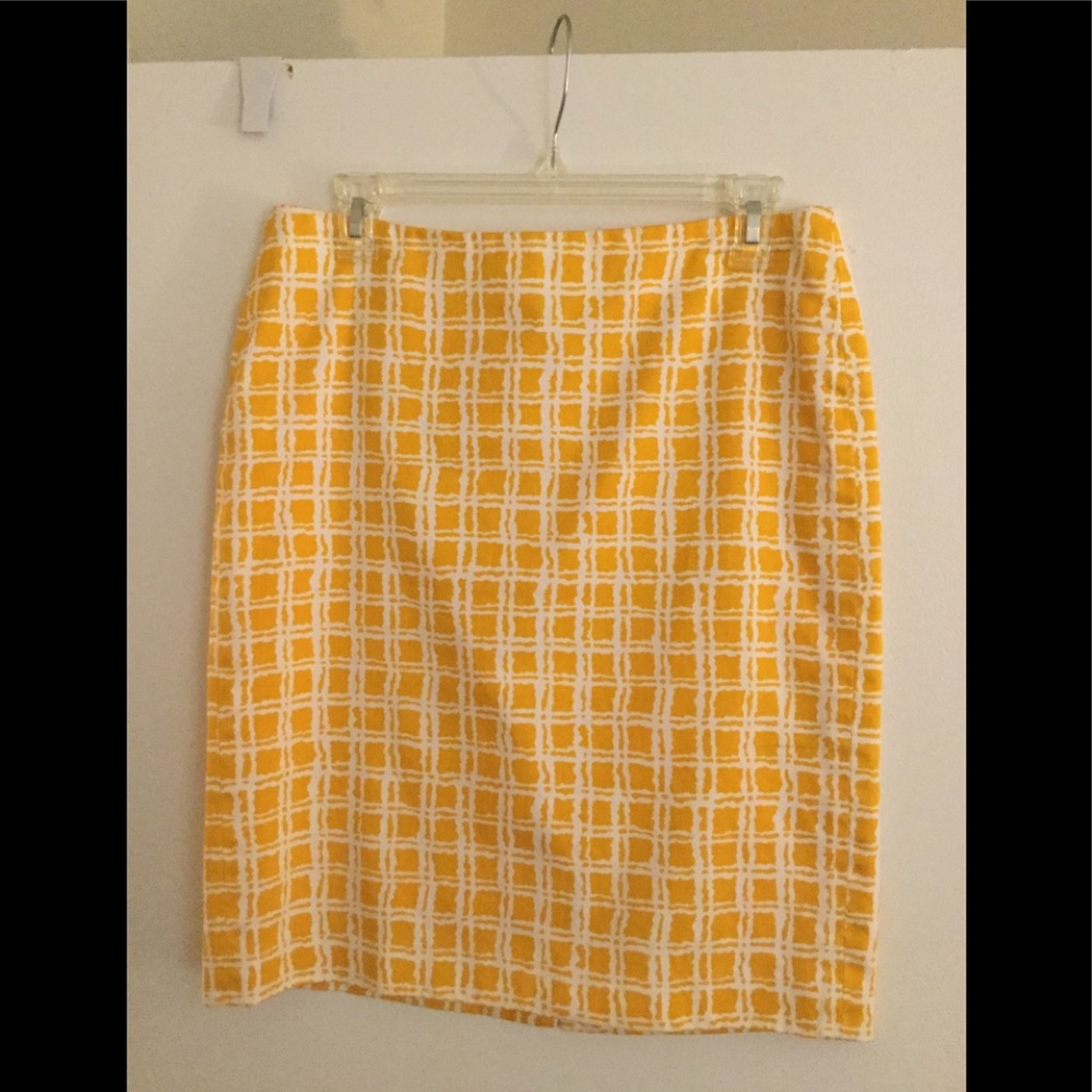 Yellow and white pencil skirt from Talbots